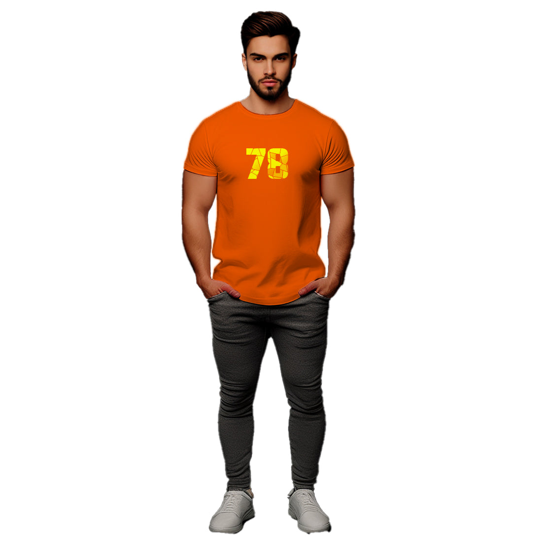 78 Number Men Unisex T-Shirt (Orange)