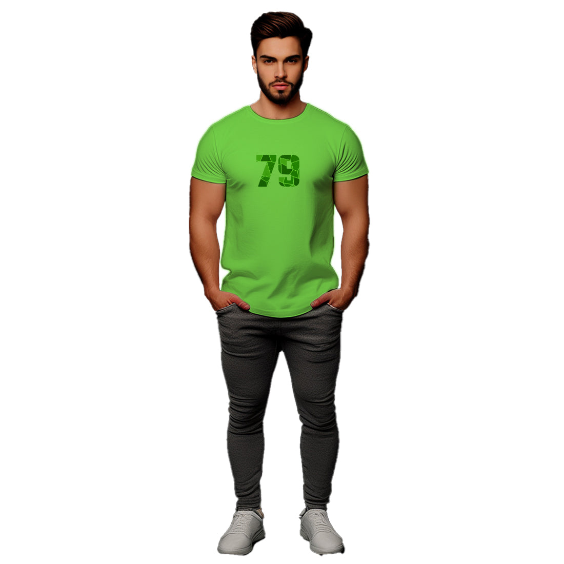 79 Number Men Unisex T-Shirt | Custom Number Graphic Tee (Liril Green)