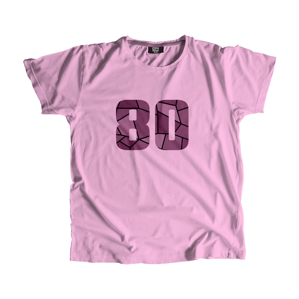 80 Number Men Unisex T-Shirt (Light Pink)