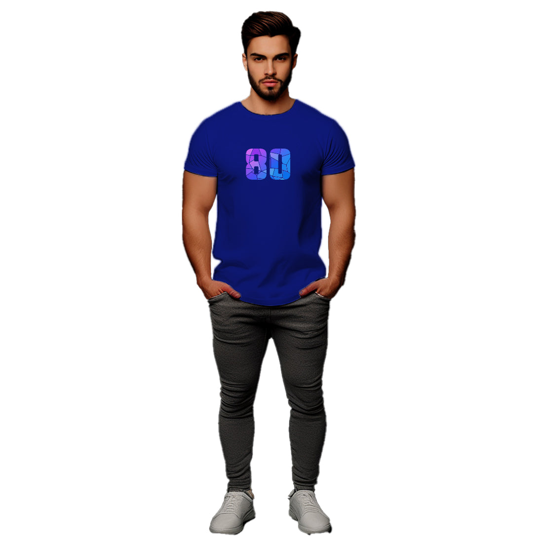 80 Number Men Unisex T-Shirt (Royal Blue)