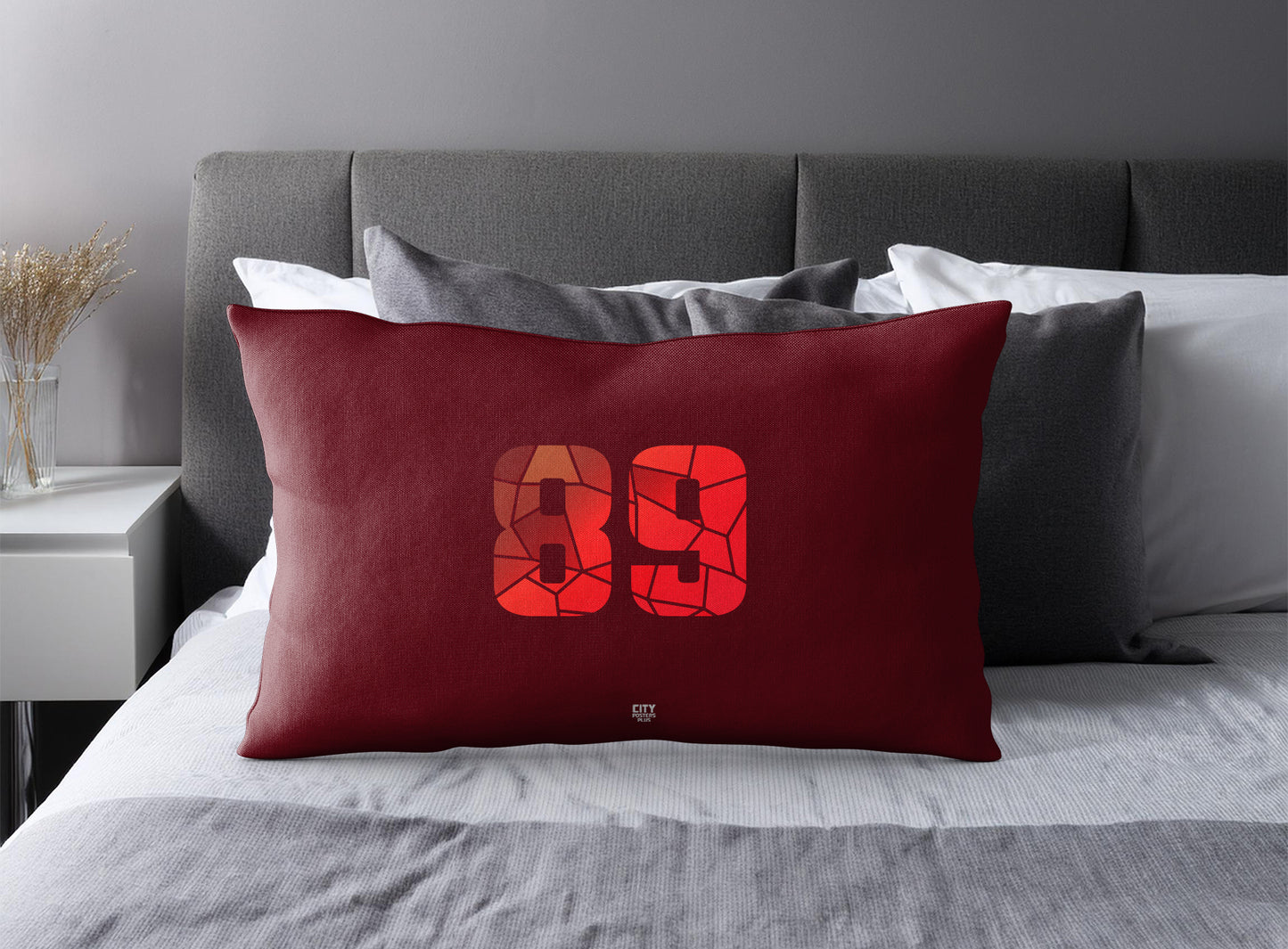 Print Deliver Plus 89 Number Pillow Case and Pillow Throw (Maroon)