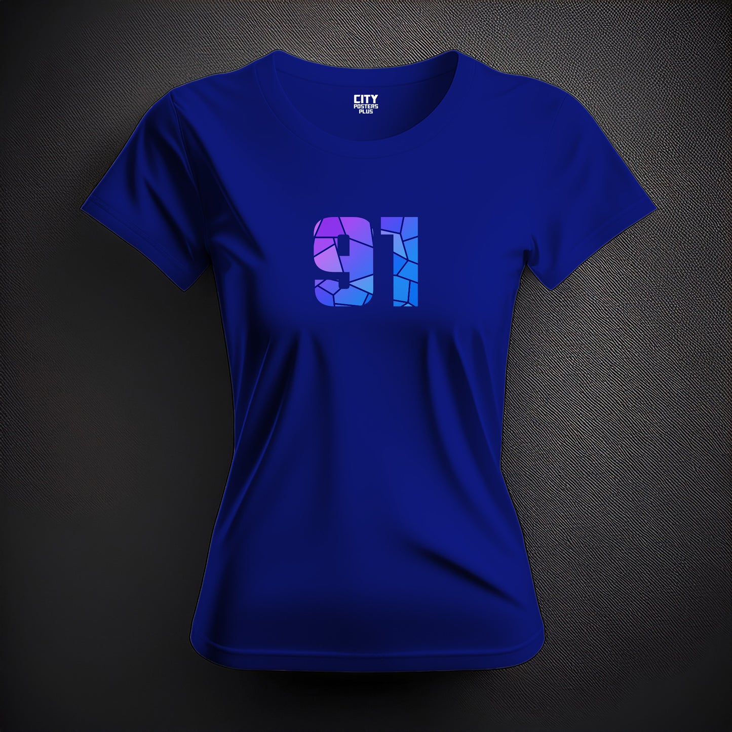 91 Number Women T-Shirt (Royal Blue) | Stylish Numeric Graphic Tee