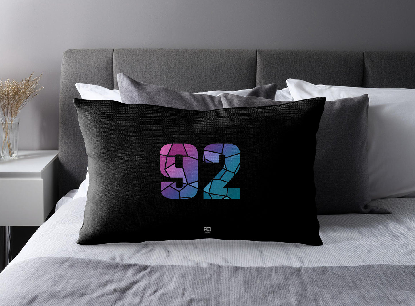 Print Deliver Plus 92 Number Pillow Case and Pillow Throw (Black)
