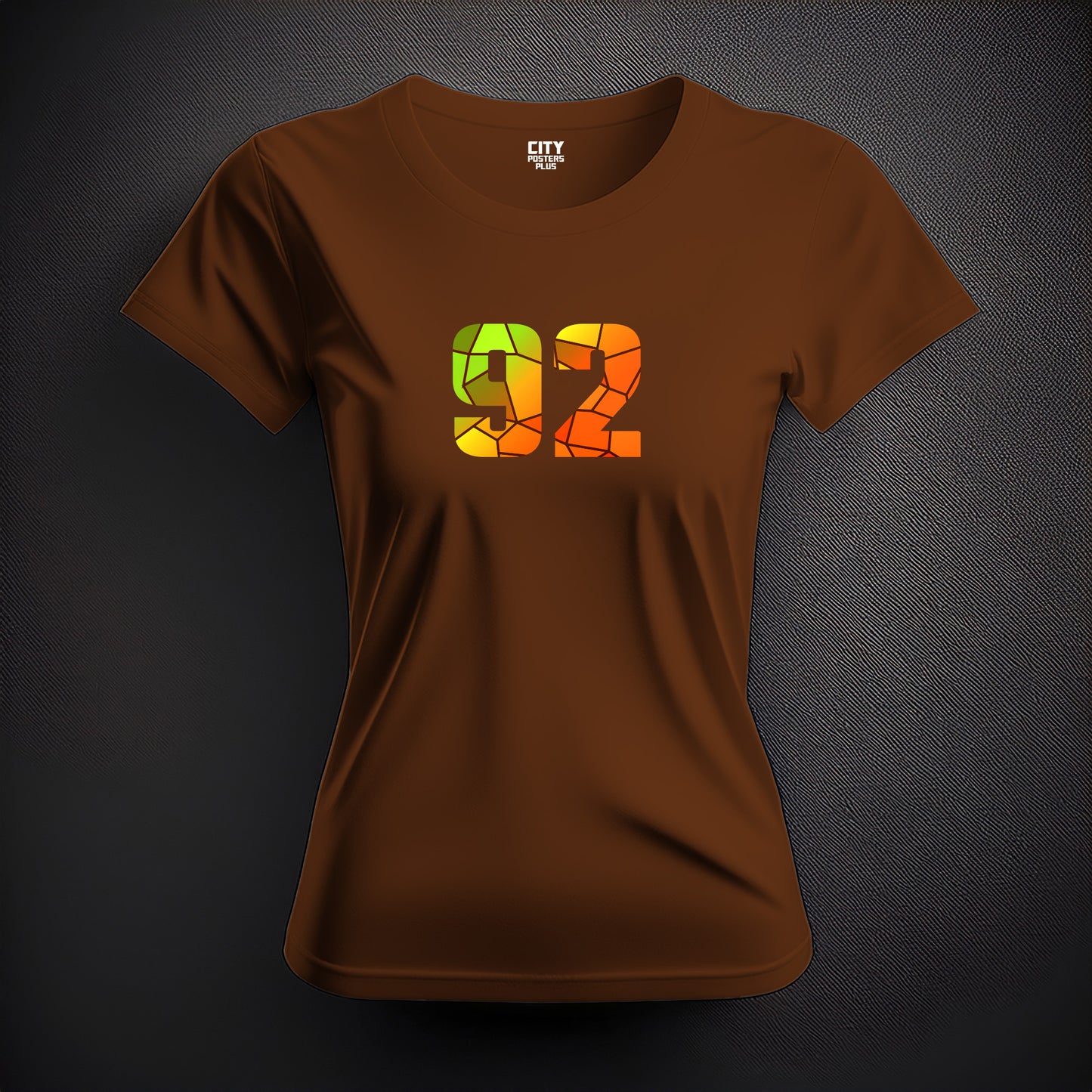 92 Number Women T-Shirt (Brown) | Stylish Numeric Graphic Tee