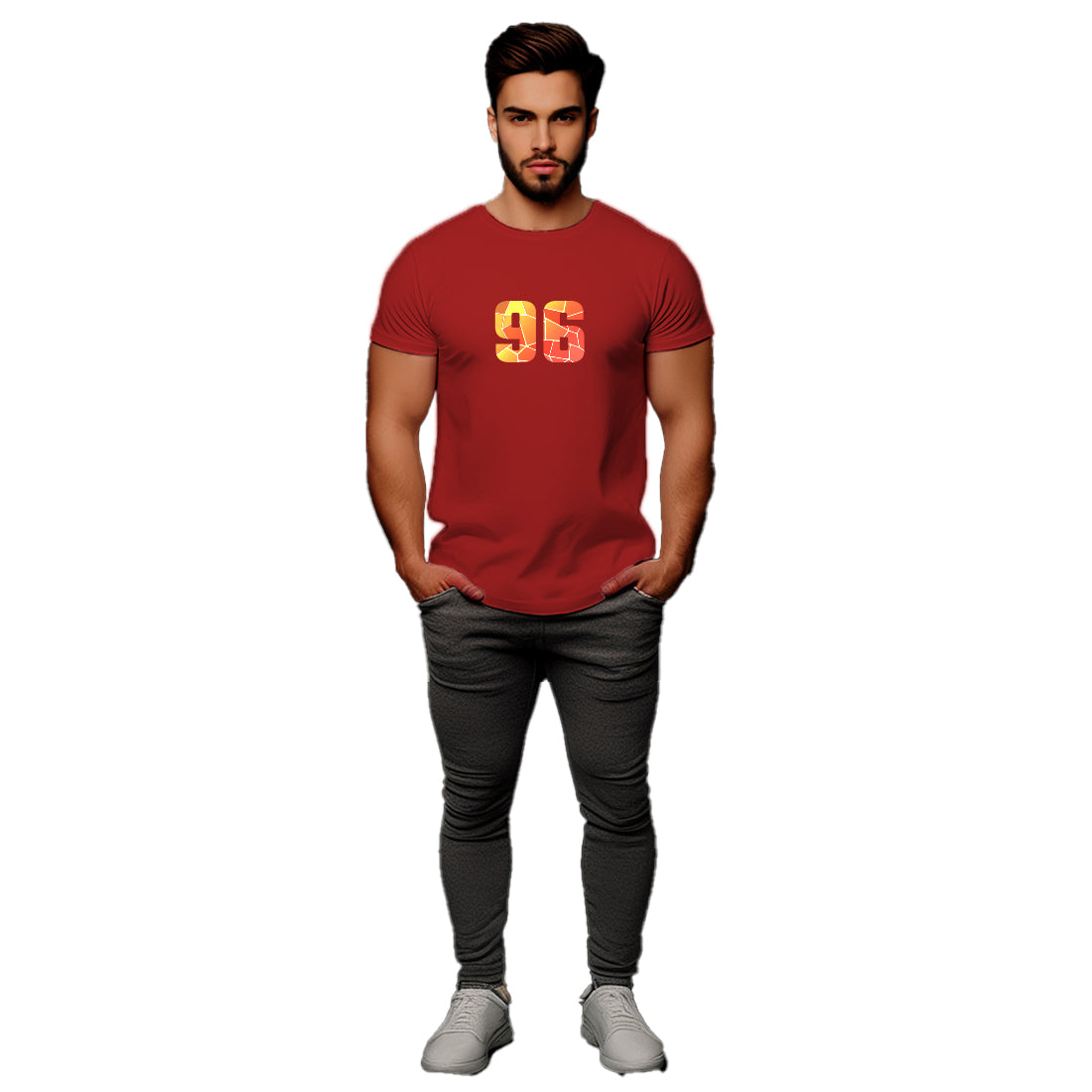 96 Number Men Unisex T-Shirt | Custom Number Graphic Tee (Red)