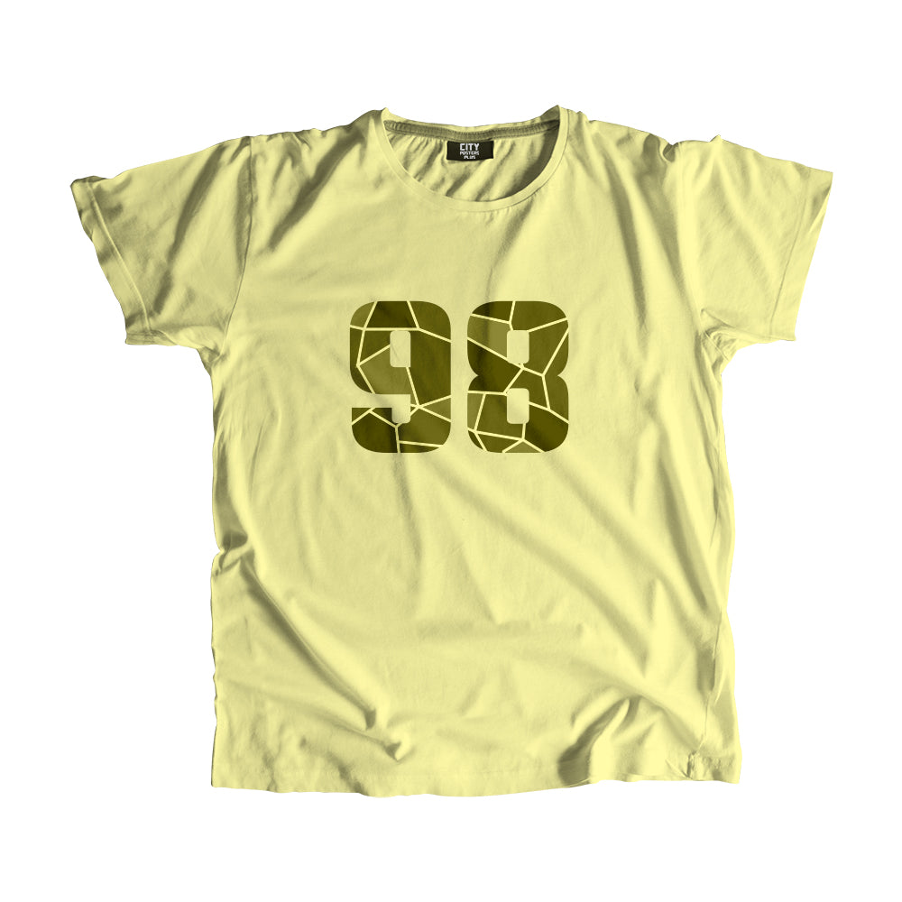 98 Number Men Unisex T-Shirt (Butter Yellow)| Classic Numeric Graphic Tee