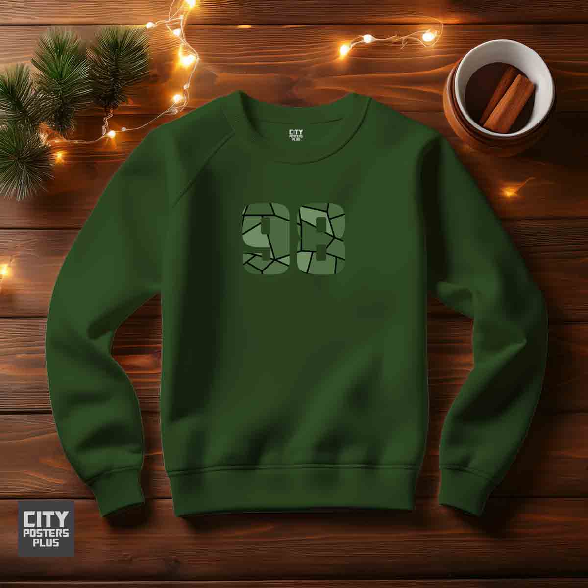 98 Number Unisex Sweatshirt (Olive Green) Premium Graphic Crewneck