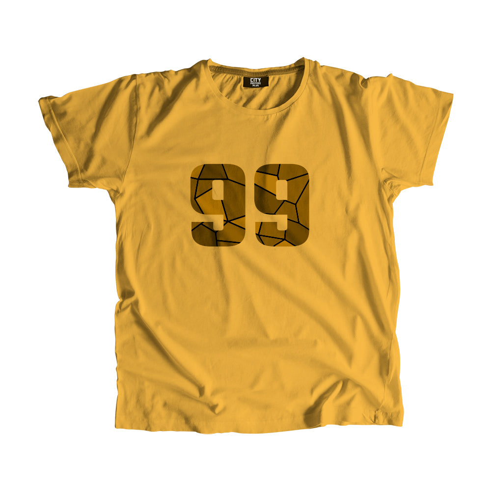 99 Number Men Unisex T-Shirt (Golden Yellow)| Classic Numeric Graphic Tee