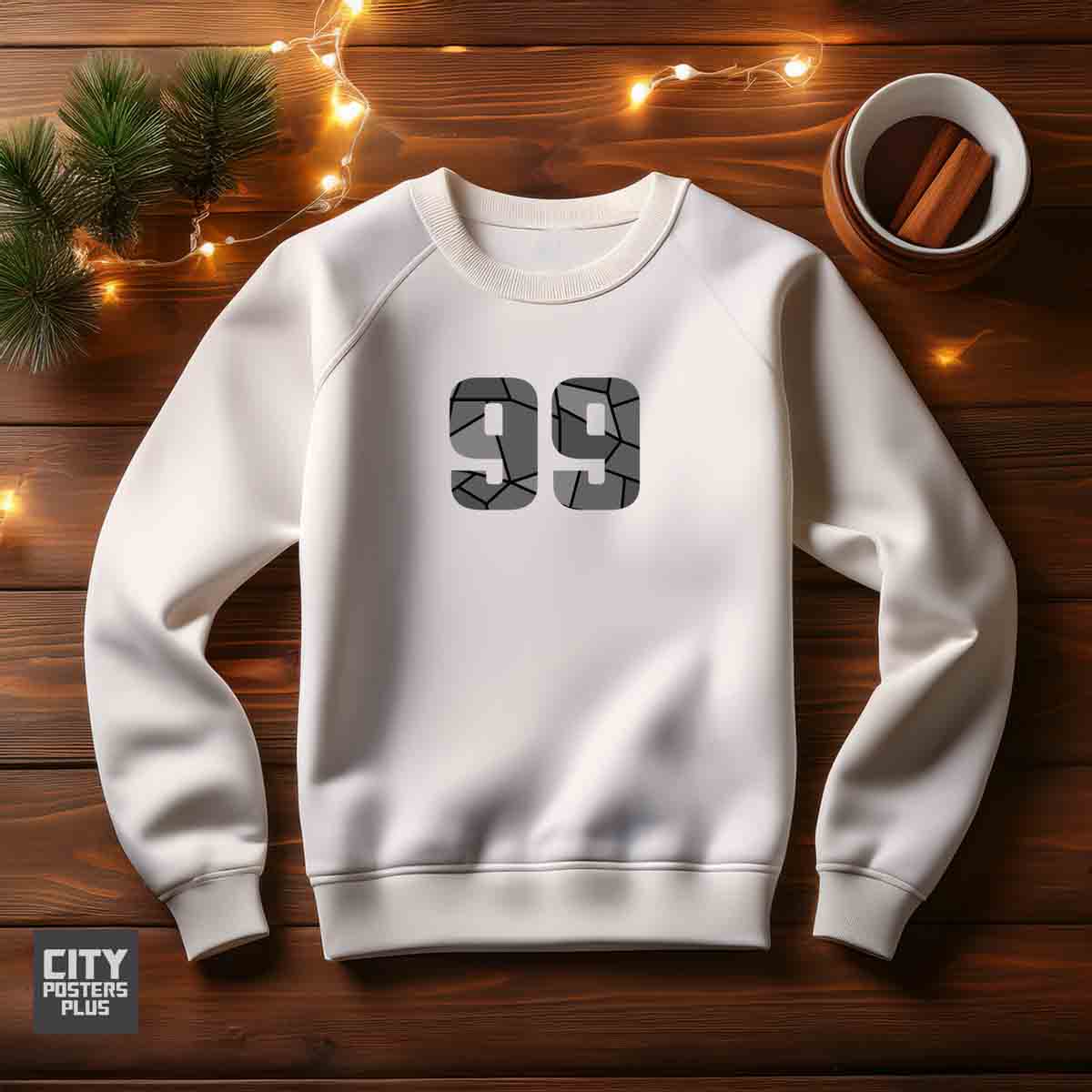 99 Number Unisex Sweatshirt (White) Premium Graphic Crewneck