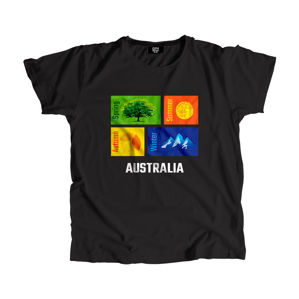 AUSTRALIA Seasons Men Unisex T-Shirt (Black)