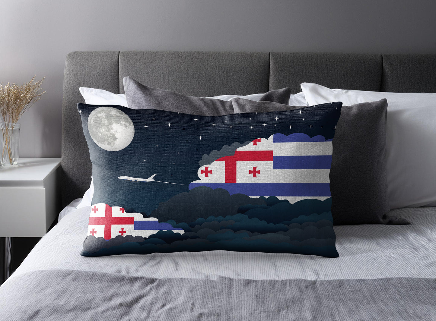Ajaria World Airplane Night Clouds Square & Rectangle Pillow Cases | Aviation Night Sky Pillow Covers