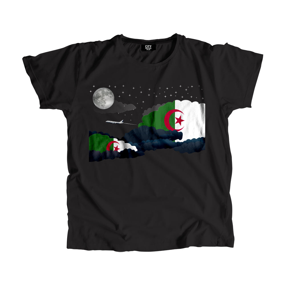 Algeria Night Clouds Airplane Airport Flight Men Unisex T-Shirt Night Clouds Airplane Airport Flight T-Shirt