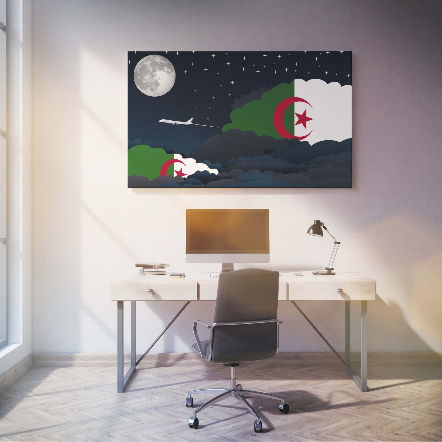 Algeria Night Clouds Canvas Print Framed