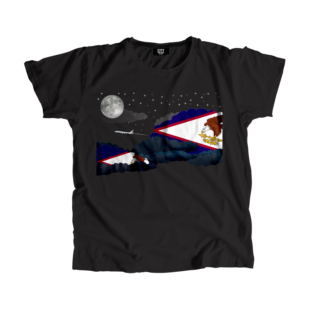 American Samoa Night Clouds Airplane Airport Flight Men Unisex T-Shirt Night Clouds Airplane Airport Flight T-Shirt