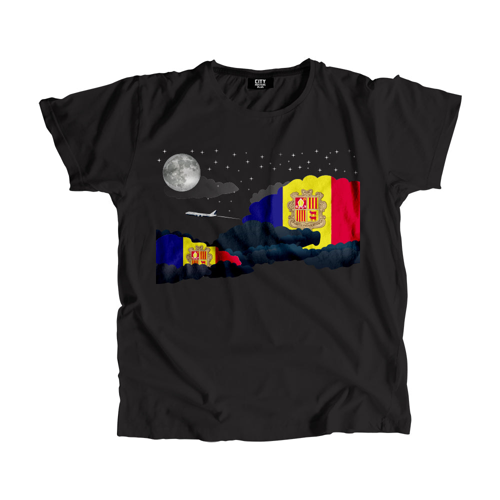 Andorra Night Clouds Airplane Airport Flight Men Unisex T-Shirt Night Clouds Airplane Airport Flight T-Shirt
