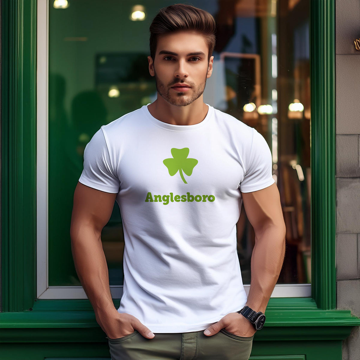 Anglesboro Shamrock Men Unisex T-Shirt (White)