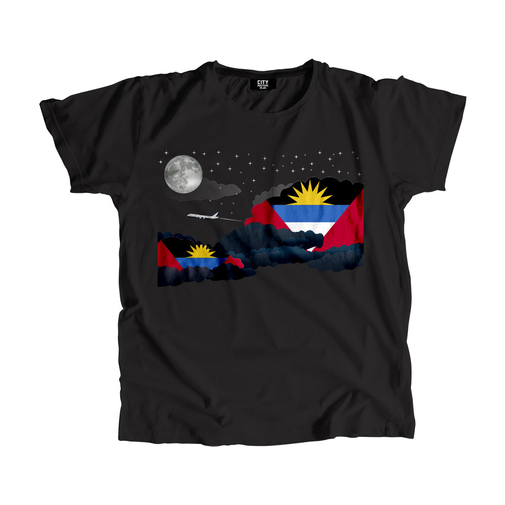 Antigua and Barbuda Night Clouds Airplane Airport Flight Men Unisex T-Shirt Night Clouds Airplane Airport Flight T-Shirt