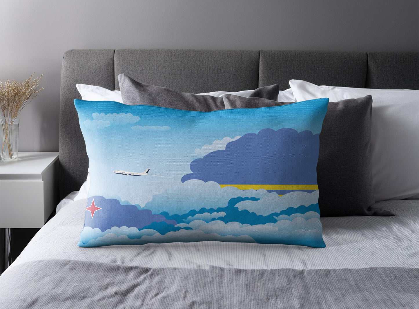 Aruba World Airplane Day Clouds Square & Rectangle Pillow Cases | Aviation Decorative Pillow Covers
