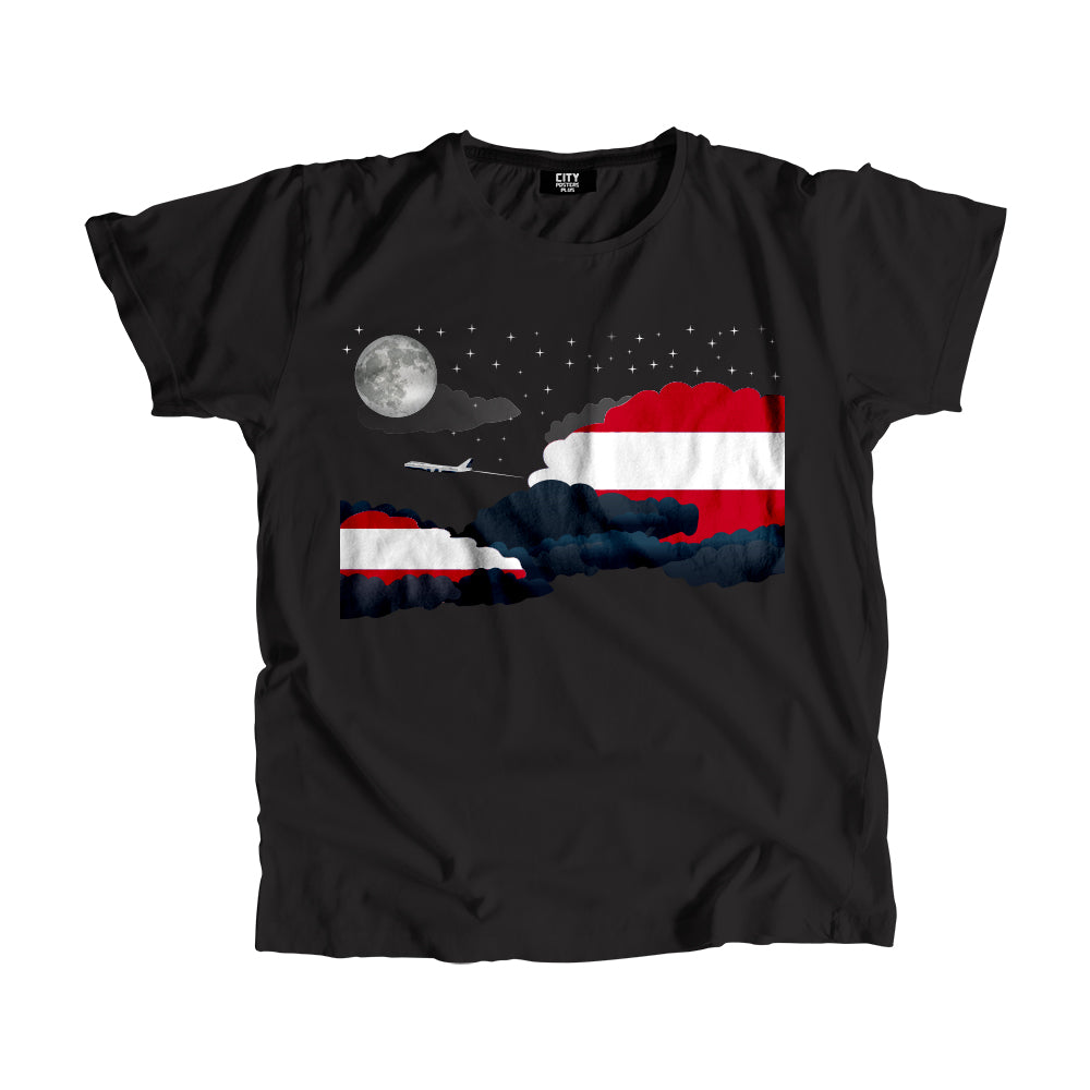 Austria Night Clouds Airplane Airport Flight Men Unisex T-Shirt Night Clouds Airplane Airport Flight T-Shirt