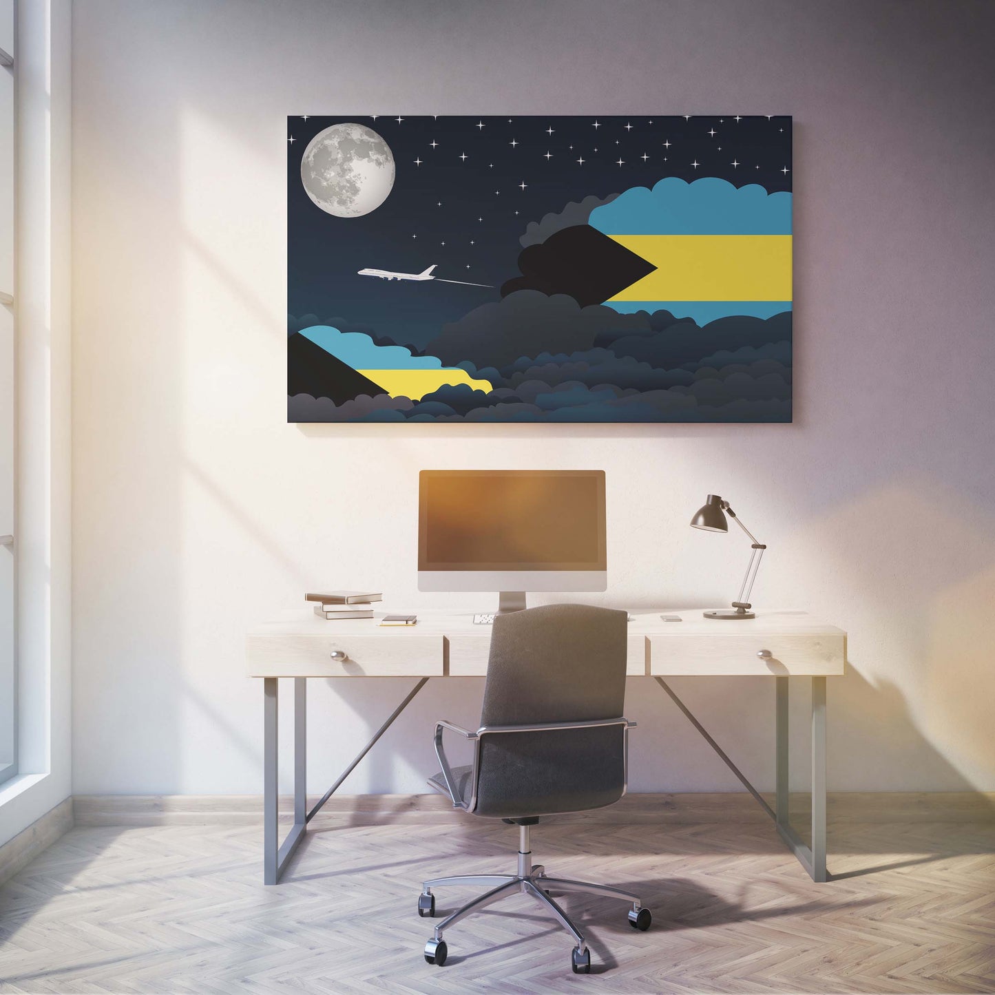 Bahamas Night Clouds Canvas Print Framed