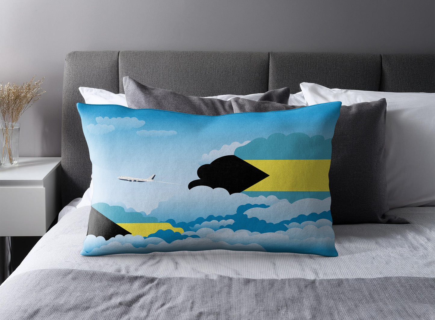 Bahamas World Airplane Day Clouds Square & Rectangle Pillow Cases | Aviation Decorative Pillow Covers