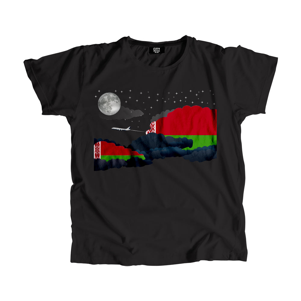 Belarus Night Clouds Airplane Airport Flight Men Unisex T-Shirt Night Clouds Airplane Airport Flight T-Shirt