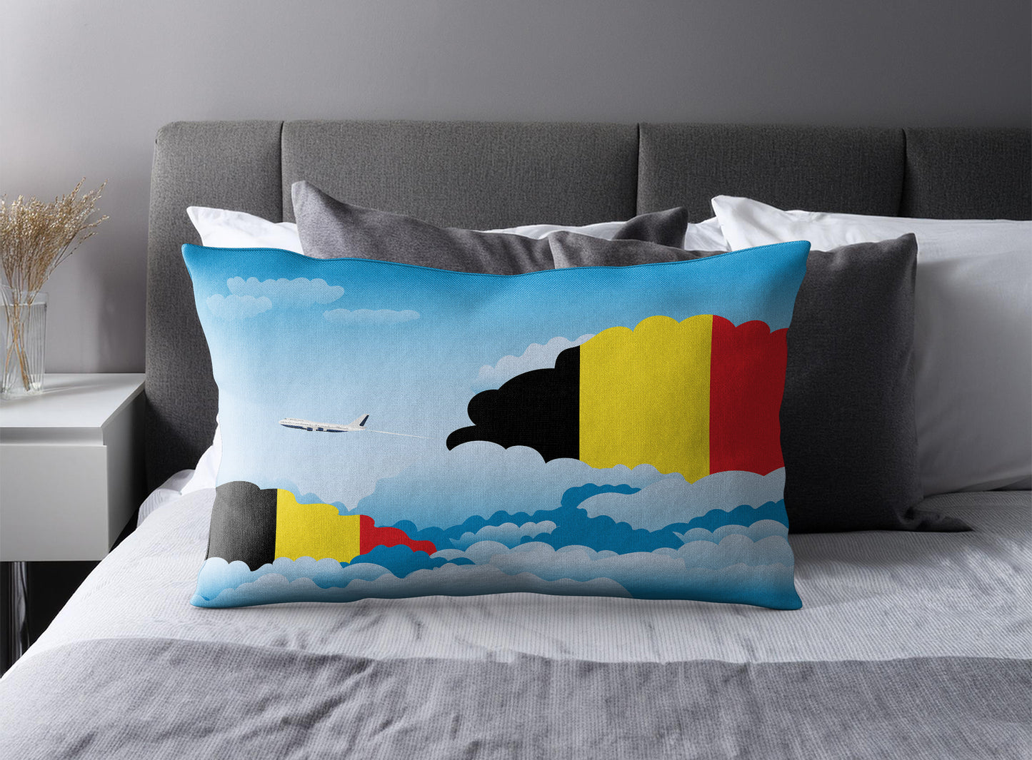 Belgium World Airplane Day Clouds Square & Rectangle Pillow Cases | Aviation Decorative Pillow Covers