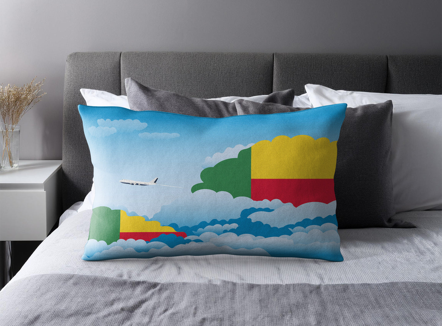 Benin World Airplane Day Clouds Square & Rectangle Pillow Cases | Aviation Decorative Pillow Covers