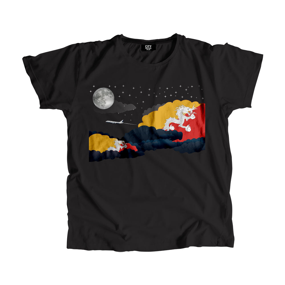 Bhutan Night Clouds Airplane Airport Flight Men Unisex T-Shirt Night Clouds Airplane Airport Flight T-Shirt