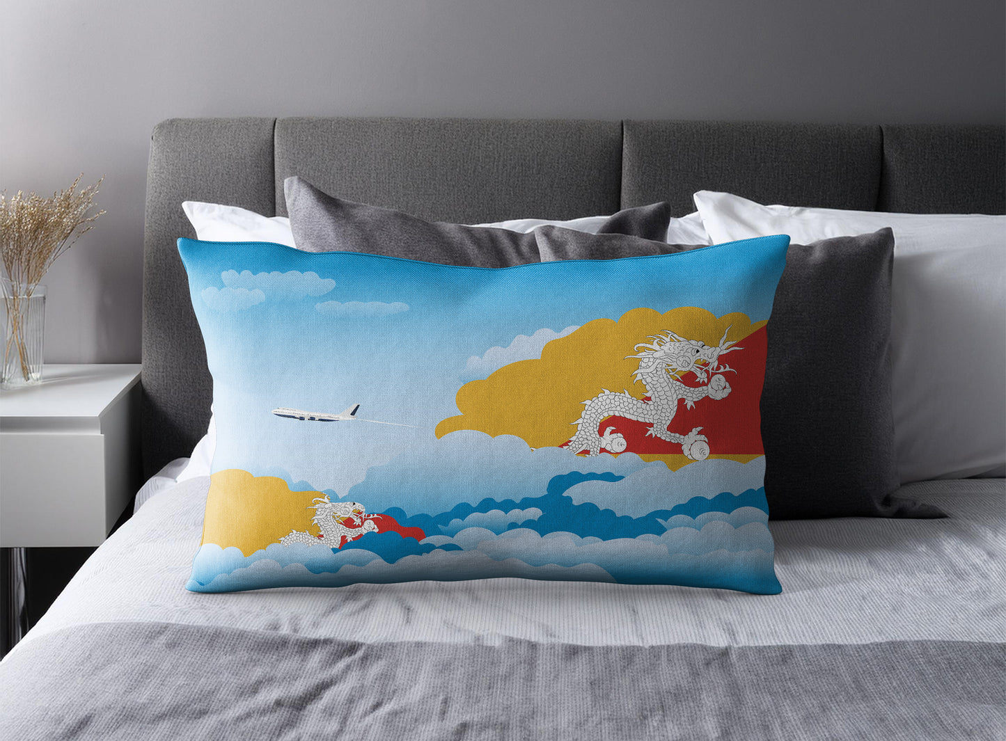 Bhutan Day Clouds Pillow Case and Pillow Throw