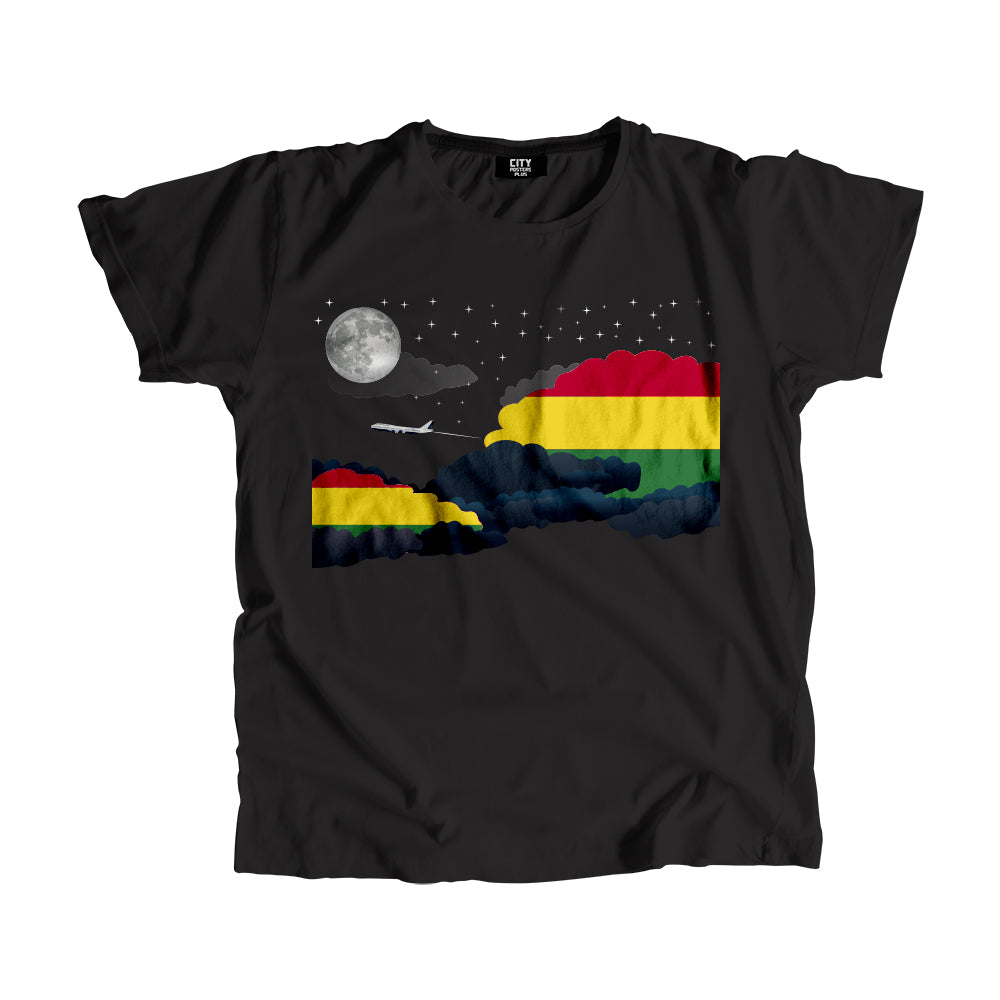 Bolivia Night Clouds Airplane Airport Flight Men Unisex T-Shirt Night Clouds Airplane Airport Flight T-Shirt