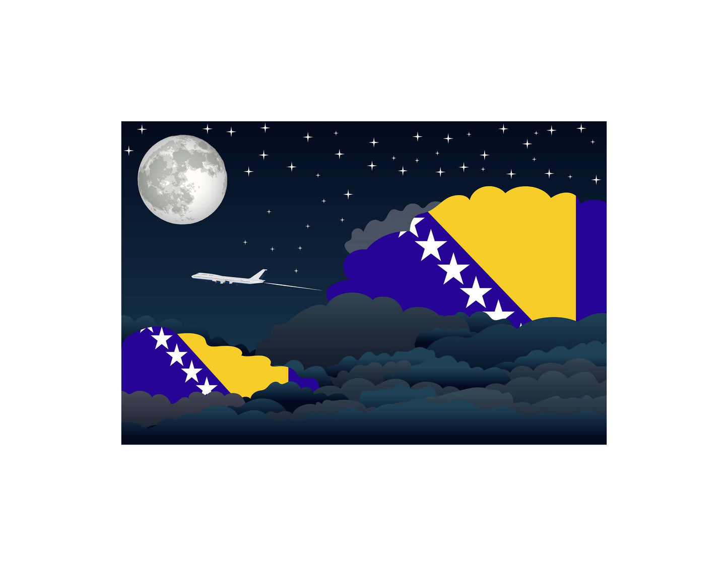Bosnia Case and Herzegovina Night Clouds Blankets & Throws | Premium Soft Blankets | City Posters Plus