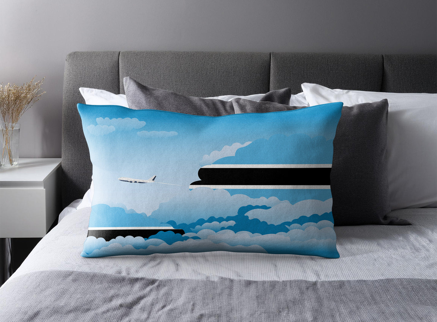 Botswana World Airplane Day Clouds Square & Rectangle Pillow Cases | Aviation Decorative Pillow Covers