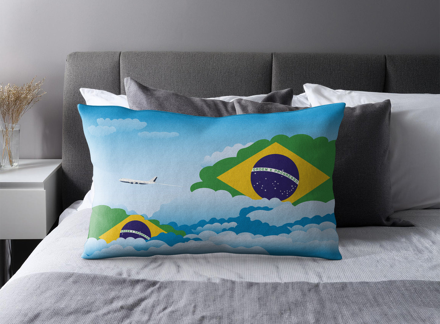 Brazil Day Clouds Pillow Case and Pillow Throw