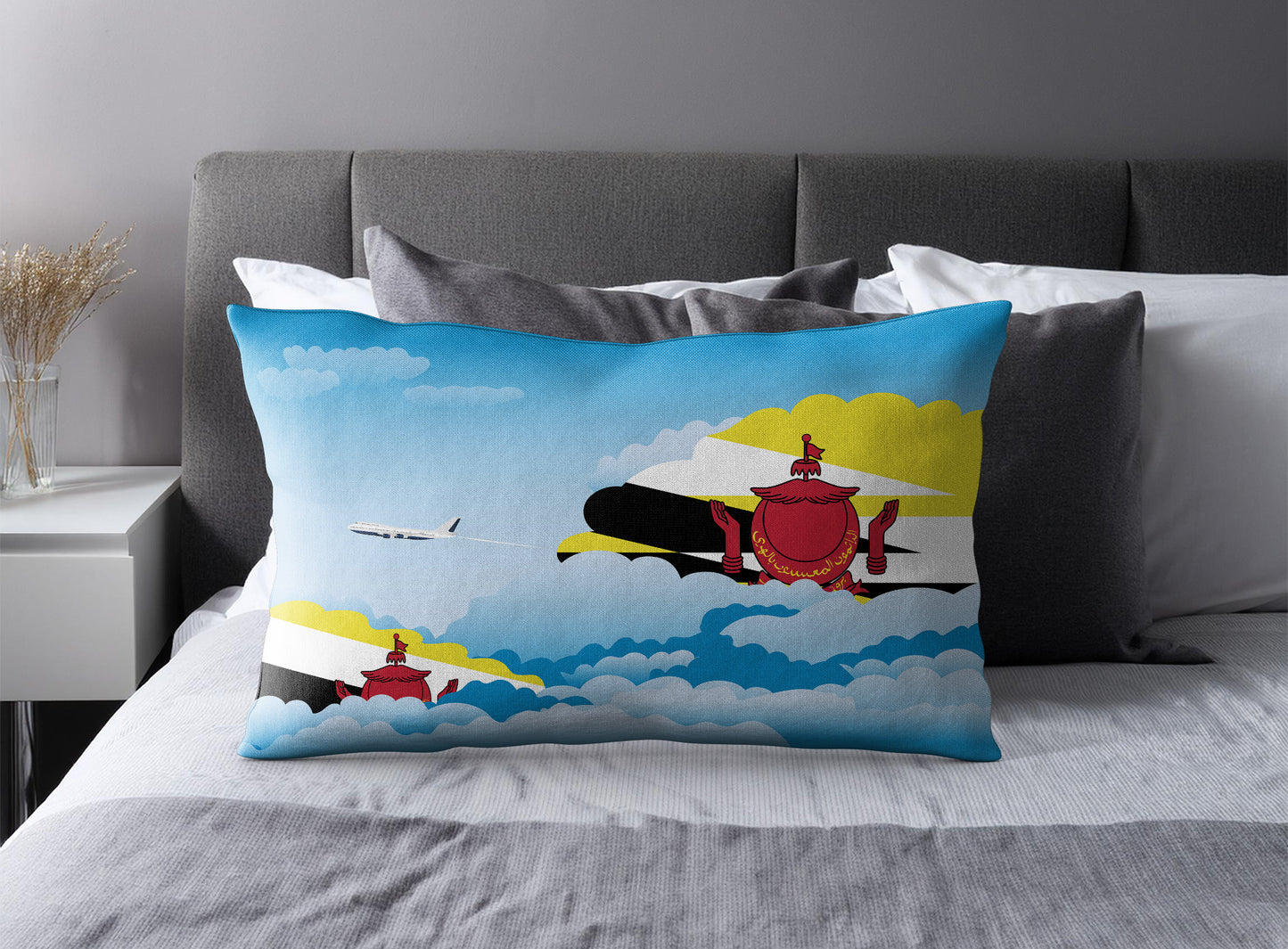 Brunei World Airplane Day Clouds Square & Rectangle Pillow Cases | Aviation Decorative Pillow Covers