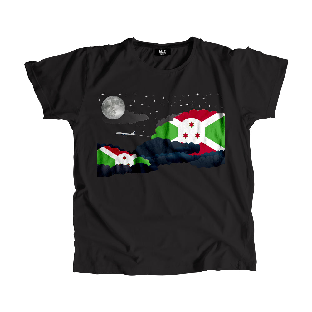 Burundi Night Clouds Airplane Airport Flight Men Unisex T-Shirt Night Clouds Airplane Airport Flight T-Shirt