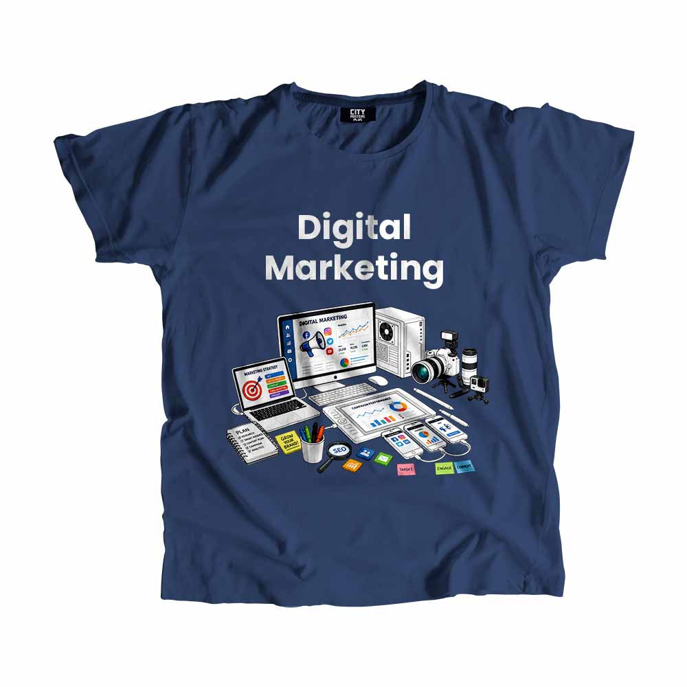 Digital Marketing Men Unisex T-Shirt (Navy Blue) Technology Unisex T-Shirt | City Posters Plus