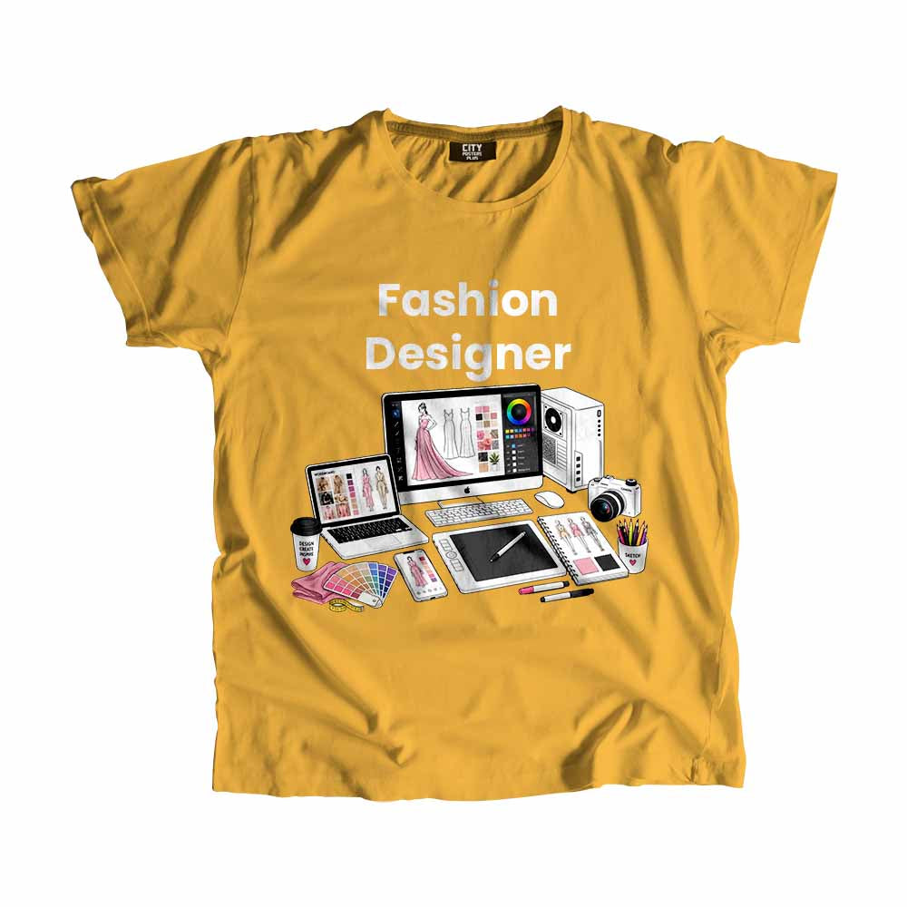 Fashion Designer Men Unisex T-Shirt (Golden Yellow) Technology Unisex T-Shirt | City Posters Plus