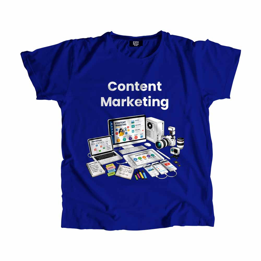 Content Marketing Men Unisex T-Shirt (Royal Blue) Technology Unisex T-Shirt | City Posters Plus