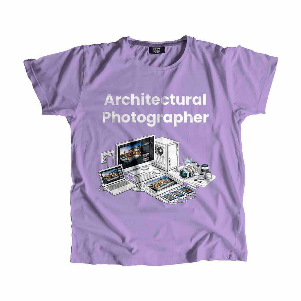 Architectural Photographer Men Unisex T-Shirt (Iris Lavender) Technology Unisex T-Shirt | City Posters Plus