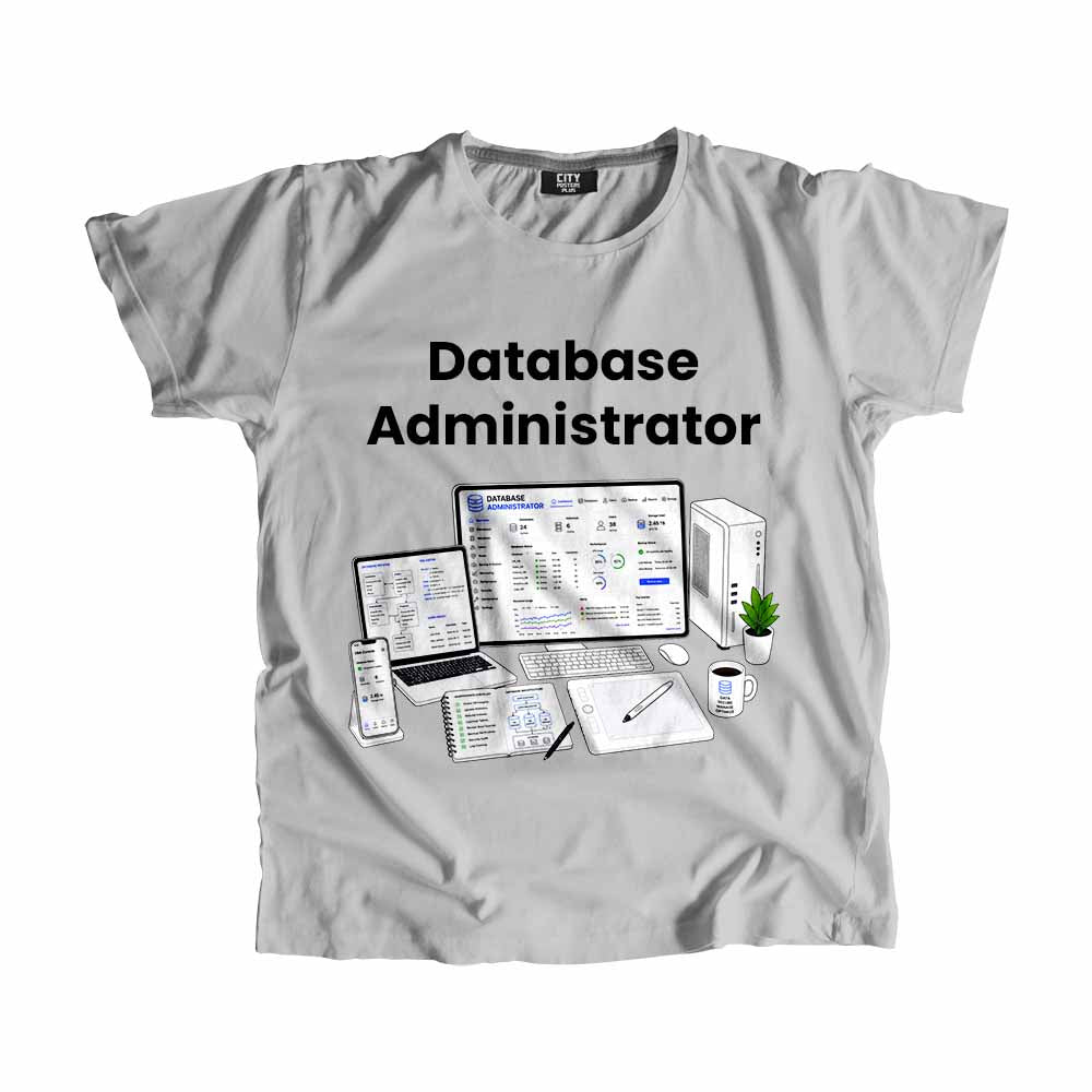 Database Administrator Men Unisex T-Shirt (Melange Grey) Technology Unisex T-Shirt | City Posters Plus