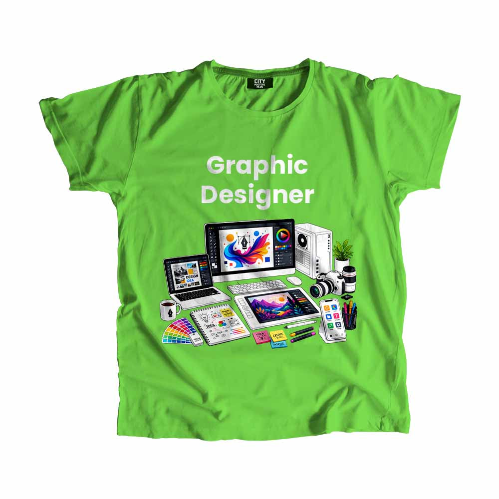 Graphic Designer Men Unisex T-Shirt (Liril Green) Technology Unisex T-Shirt | City Posters Plus