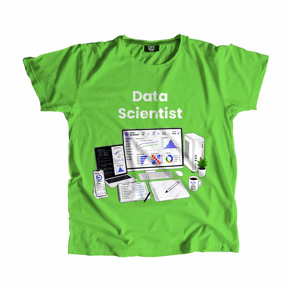 Data Scientist Men Unisex T-Shirt (Liril Green) Technology Unisex T-Shirt | City Posters Plus