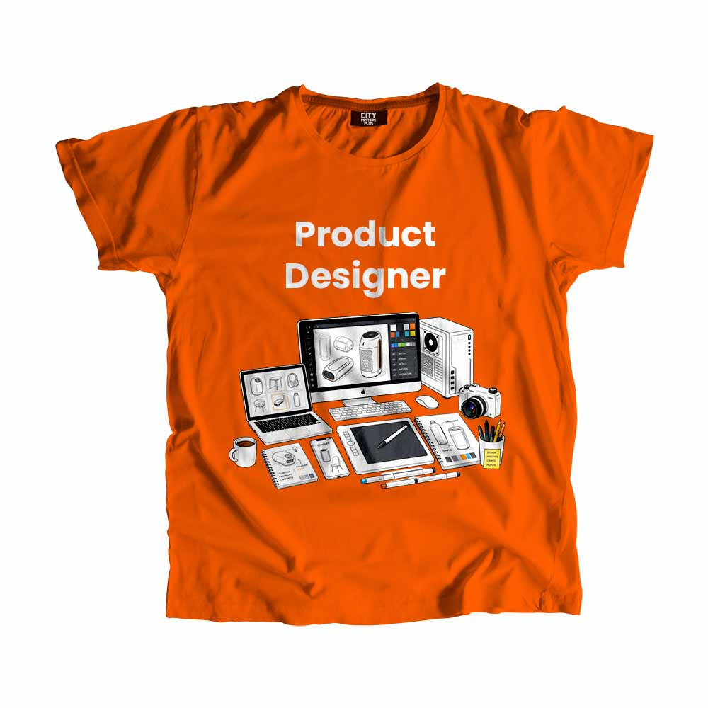Product Designer Men Unisex T-Shirt (Orange) Technology Unisex T-Shirt | City Posters Plus