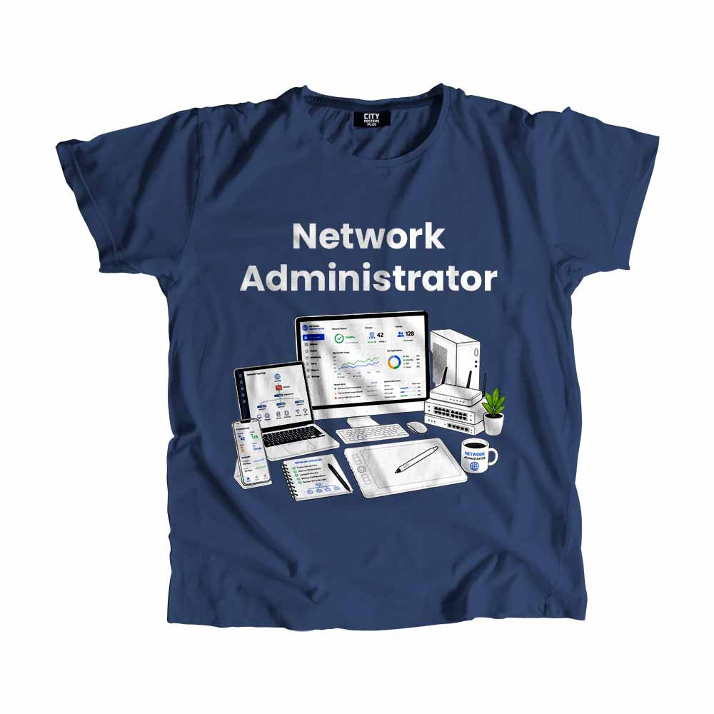 Network Administrator Men Unisex T-Shirt (Navy Blue) Technology Unisex T-Shirt | City Posters Plus