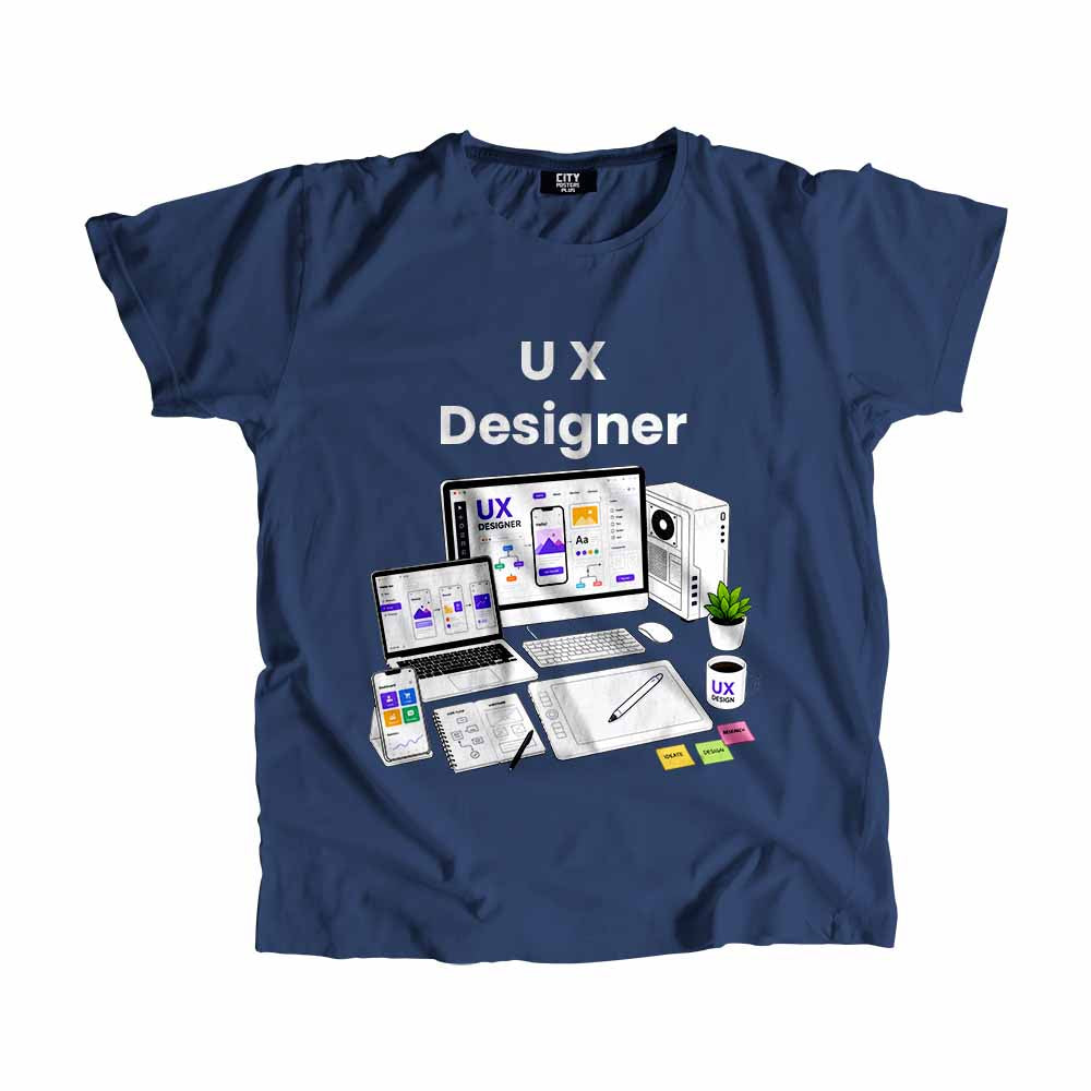 UX Designer Men Unisex T-Shirt (Navy Blue) Technology Unisex T-Shirt | City Posters Plus