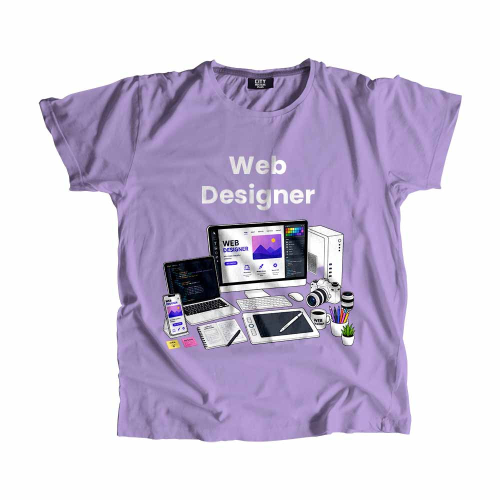 Web Designer Men Unisex T-Shirt (Iris Lavender) Technology Unisex T-Shirt | City Posters Plus