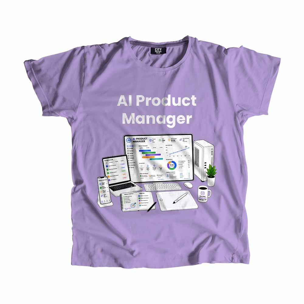 AI Product Manager Men Unisex T-Shirt (Iris Lavender) Technology Unisex T-Shirt | City Posters Plus