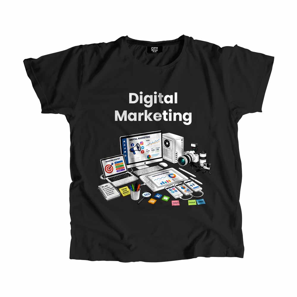 Digital Marketing Men Unisex T-Shirt (Black) Technology Unisex T-Shirt | City Posters Plus