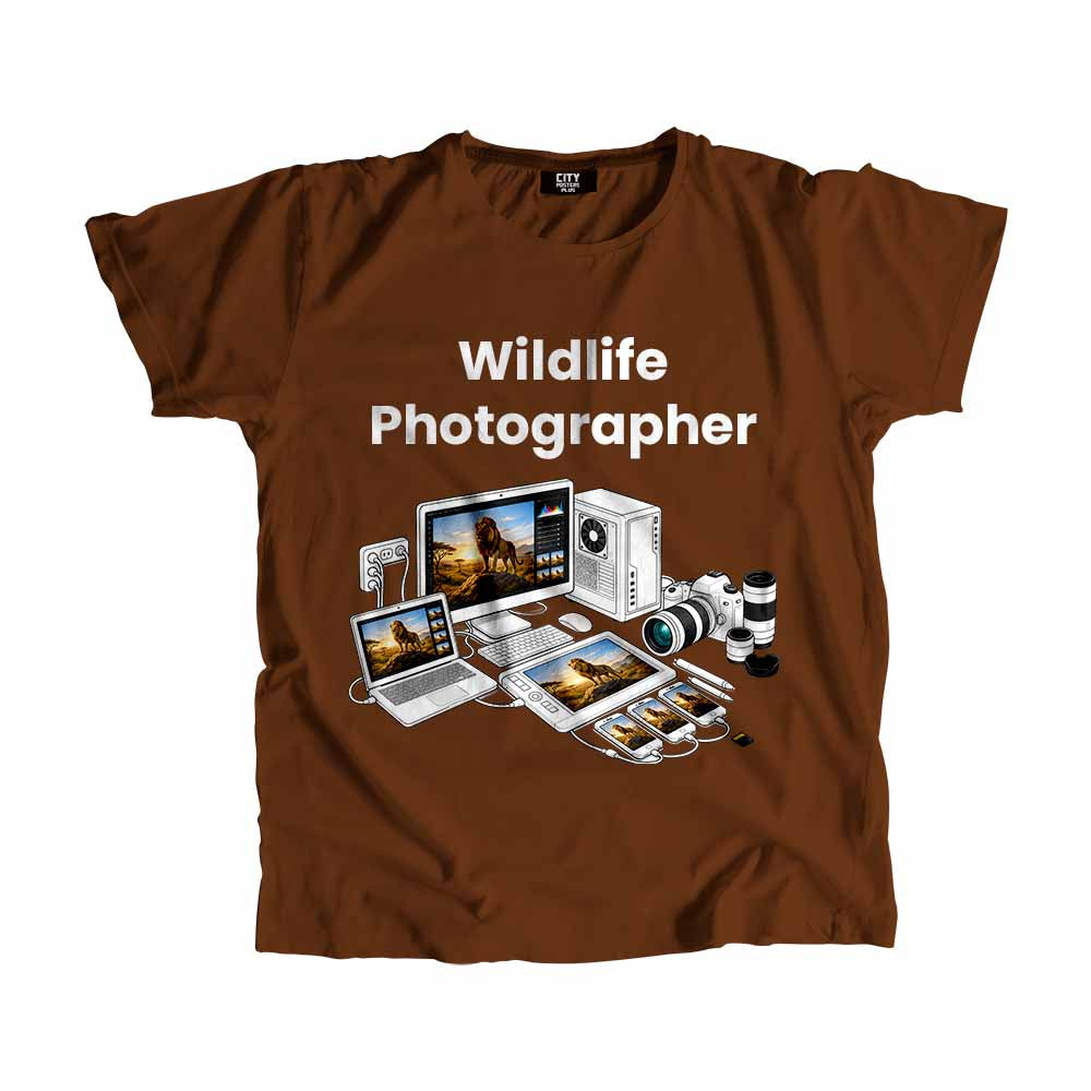 Wildlife Photographer Men Unisex T-Shirt (Brown) Technology Unisex T-Shirt | City Posters Plus